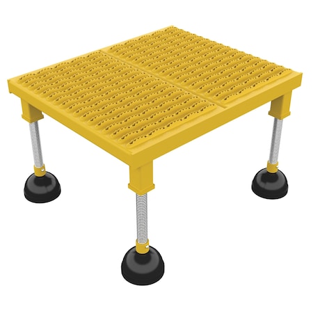 Vestil Portable Adj.Stand, 19x24, High Serrated, 11.5 Overall Height, Steel, Yellow PAHW-H-1924